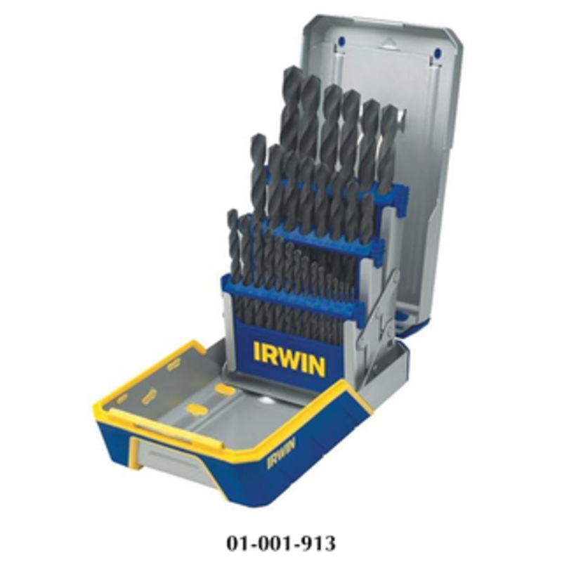 Irwin 29 Piece W9 HSS Black Oxide 1/16-1/2 x 64ths 135 Point Jobber Length Drill Set – 3018004
