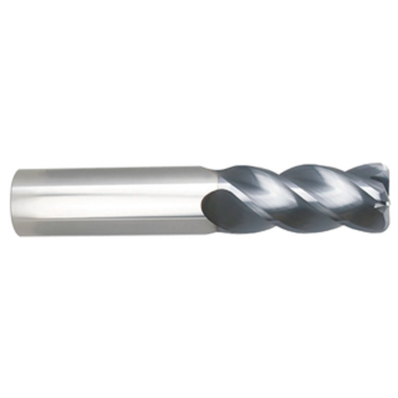 Niagara Cutter 4 Flute Stabilizer AlTiN Coated Carbide Single End Mill, 3/8 Size & Shank Diameter, 1-1/8 Length of Cut, .020 Corner Radius, 3 Overall Length