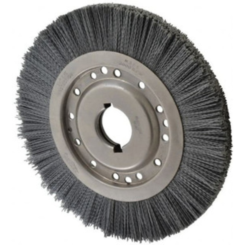 Osborn 12 OD, 2 Arbor Hole, Crimped Nylon Wheel Brush 1 Face Width, 2-1/8 Trim Length, 3,000 RPM 0002242100 – 06081111