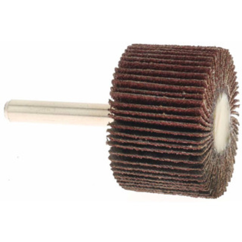 Value Collection 1-1/2 Diam x 1 Face Width, Medium Aluminum Oxide Coated Mounted Flap Wheel 1/4 Shank Mount, 60 Grit, 30,000 Max RPM BD3262 – 64706294