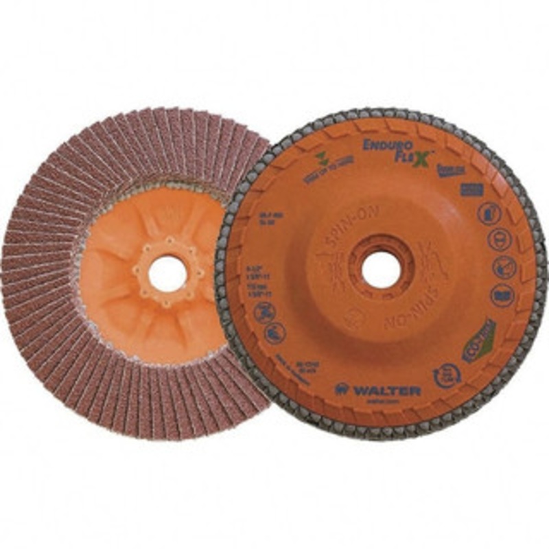 Walter Surface Technologies 4-1/2 60 Grit 5/8-11 Center Hole Zirconia Alumina Flap Disc Medium Grade, Coated, Arbor Attachment, Plastic Backing, 13,300 RPM 06F456 – 07502032