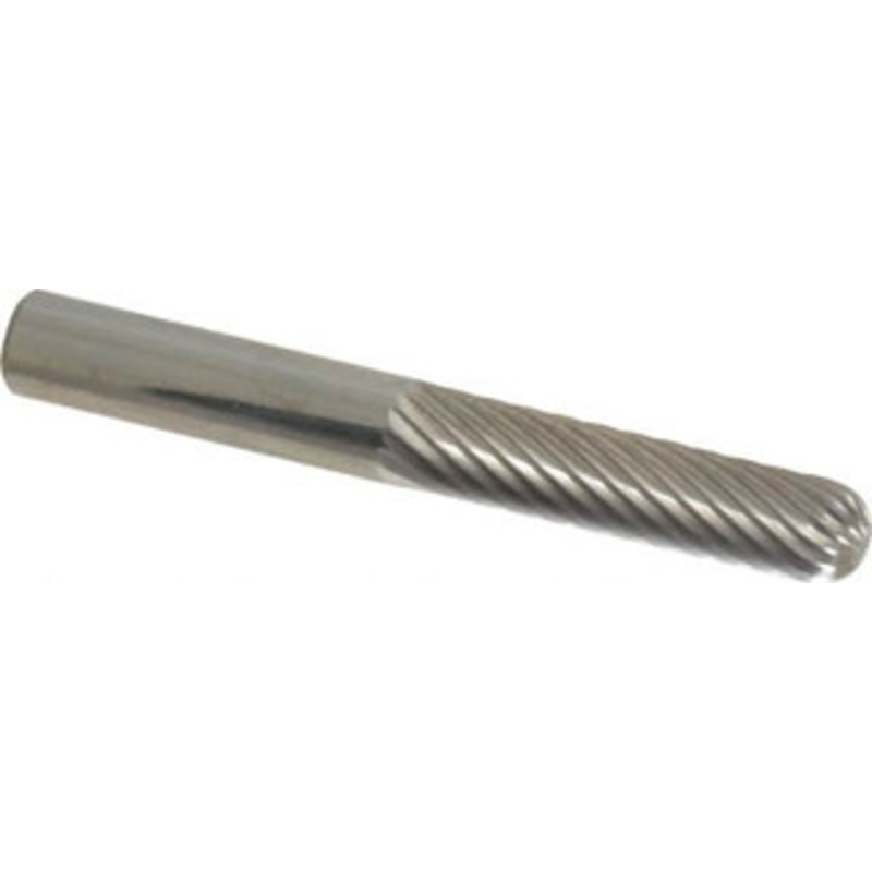 Atrax 1/4 Cut Diam, 1/4 Shank Diam, Carbide Single Cut Cylinder Burr with Radius Radius End, 2 OAL, 1 LOC SC-1ASC-ATX – 07588577