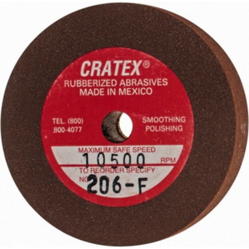 Cratex 2 Diam x 1/4 Hole x 3/8 Thick, Surface Grinding Wheel Silicon Carbide, Fine Grade, 10,500 Max RPM, Rubber Bond, No Recess 206F – 05086343