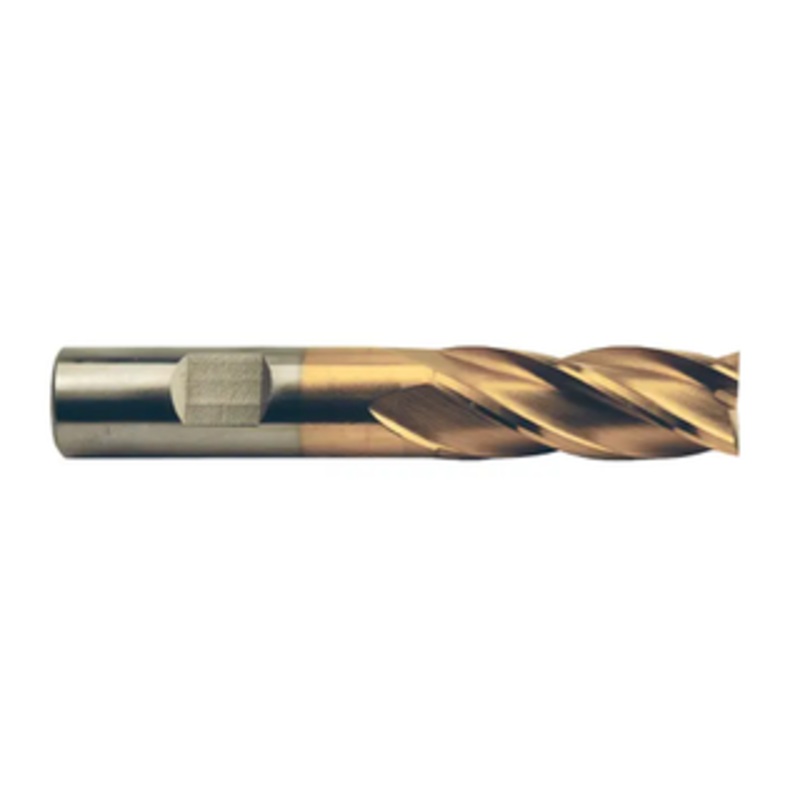 Precise 4 Flute TiN Coated H.S.S. General Single End Mill, 3/4 Size, 3/4 Shank Diameter, 1-5/8 Length of Cut, 3-7/8 Overall Length