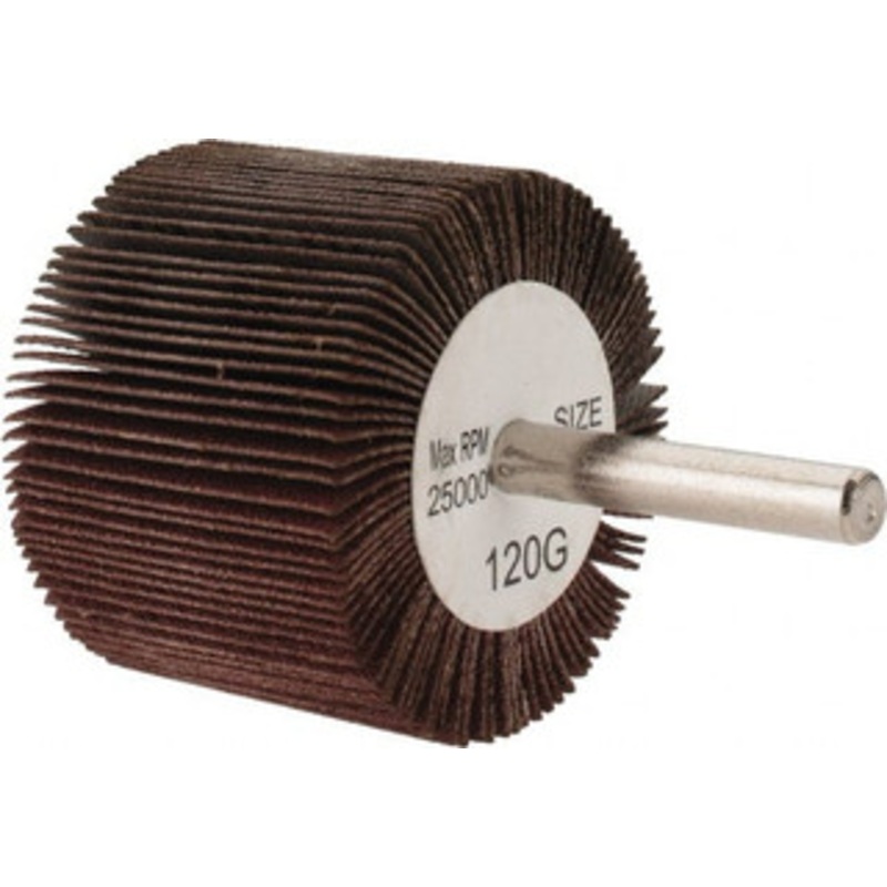 Tru-Maxx 2 Diam x 1-1/2 Face Width, Fine Aluminum Oxide Coated Mounted Flap Wheel 1/4 Shank Mount, 120 Grit, 25,000 Max RPM SZMFW8120 – 87661161