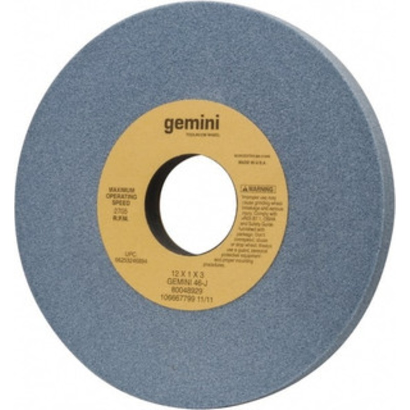 Norton 12 Diam x 3 Hole x 1 Thick, J Hardness, 46 Grit Surface Grinding Wheel Aluminum Oxide, Type 1, Coarse Grade, 2,705 Max RPM, No Recess 66253246894 – 81162422