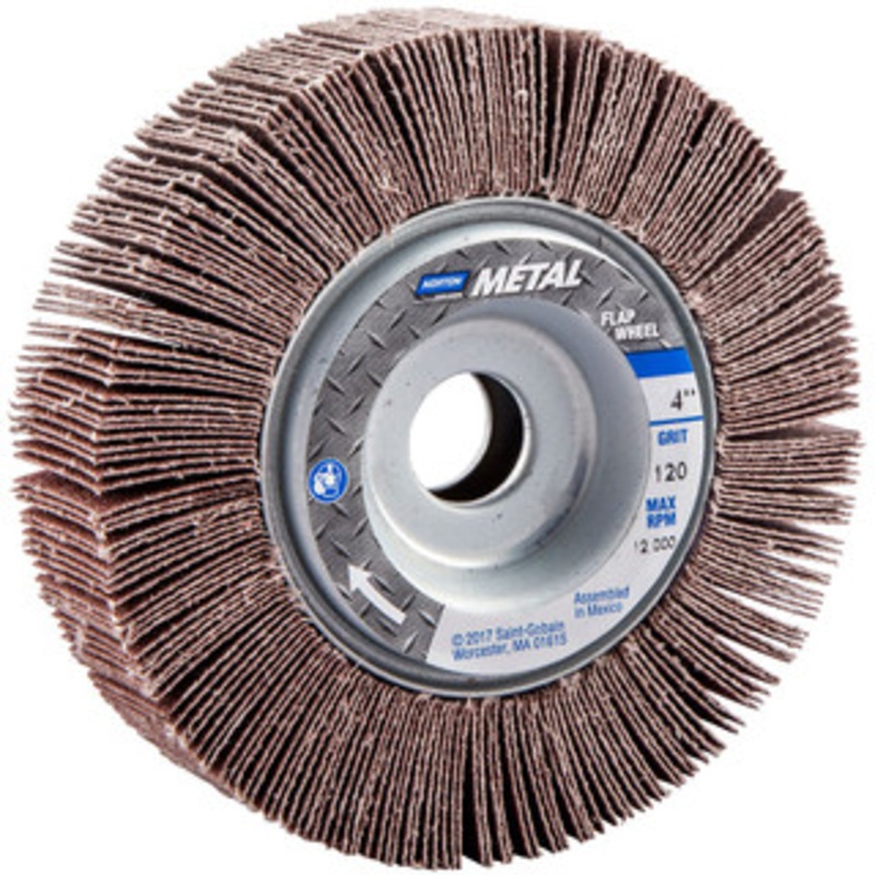 Norton 4 x 1 120 Grit Aluminum Oxide Unmounted Flap Wheel Coated, Fine Grade, 5/8 Center Hole, 12,000 Max RPM 63642502675 – 05098942