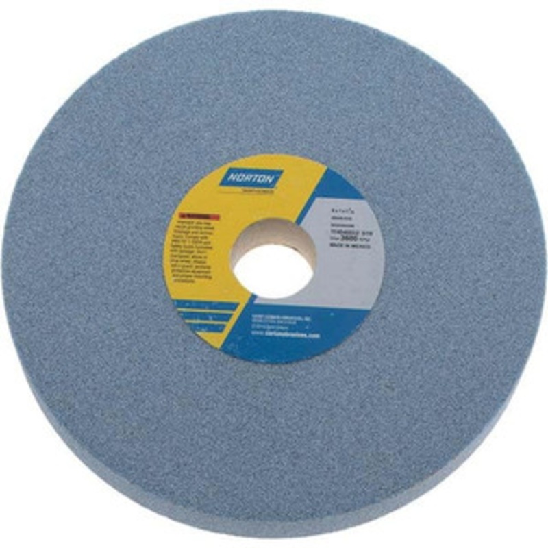 Norton 8 Diam x 1-1/4 Hole x 1 Thick, K Hardness, 46 Grit Surface Grinding Wheel Ceramic, Type 1, Coarse Grade, 3,600 Max RPM, Vitrified Bond, No Recess 66253002588 – 00391060