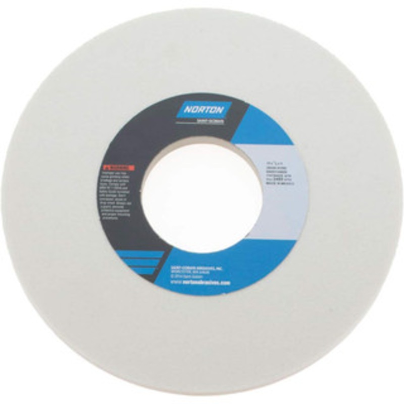 Norton 10 Diam x 3 Hole x 1/2 Thick, K Hardness, 60 Grit Surface Grinding Wheel Aluminum Oxide, Type 1, Medium Grade, 2,485 Max RPM, Vitrified Bond, No Recess 66253149859 – 05979695