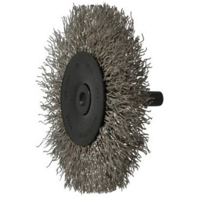 Osborn 3 OD, 1/4 Shank Diam, Crimped Stainless Steel Wheel Brush 7/16 Face Width, 3/4 Trim Length, 0.014 Filament Diam, 25,000 RPM 0001145400 – 06082234
