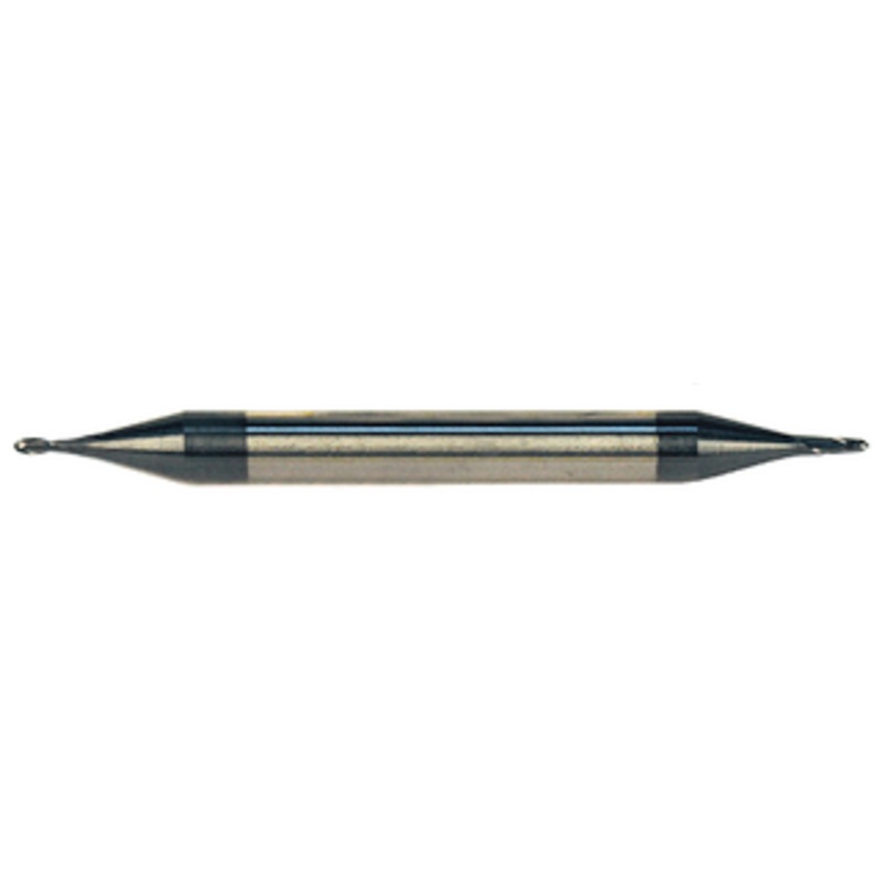 Rushmore USA 2 Flute Solid Carbide AlTiN Coated Ball Nose Double End Mill, 3/64 Size, 1/8 Shank Diameter, 3/32 Length of Cut, 1-1/2 Overall Length