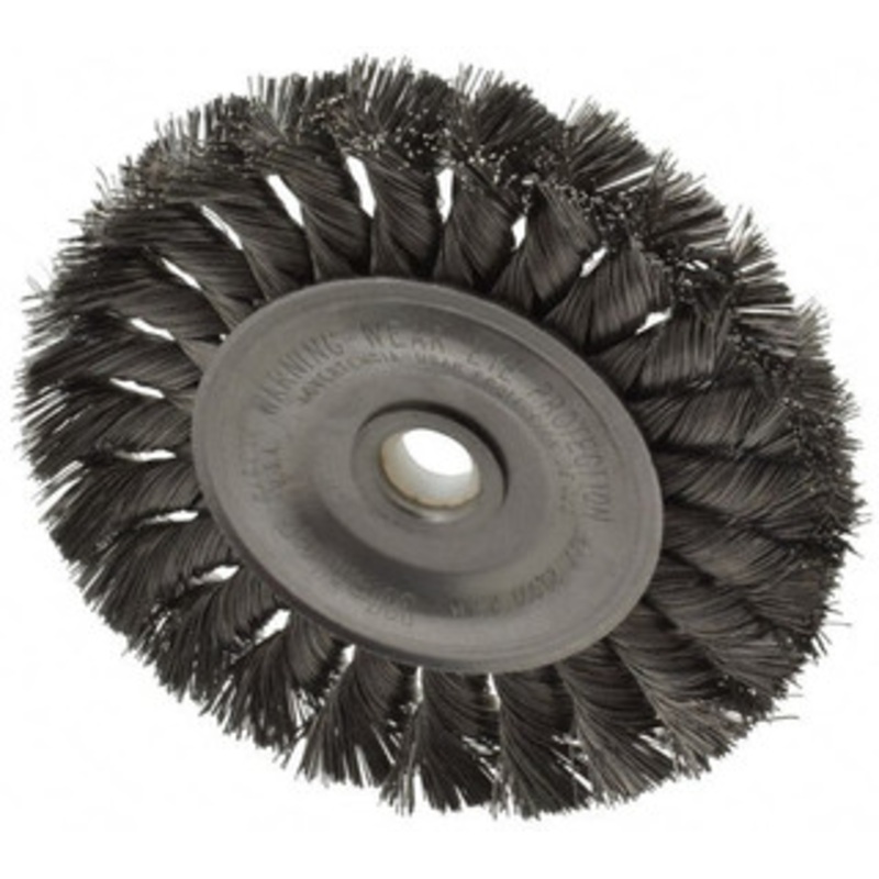 Weiler Abrasives 4 OD, 1/2 Arbor Hole, Knotted Steel Wheel Brush 1/2 Face Width, 7/8 Trim Length, 0.0118 Filament Diam, 20,000 RPM 94631 – 03597069