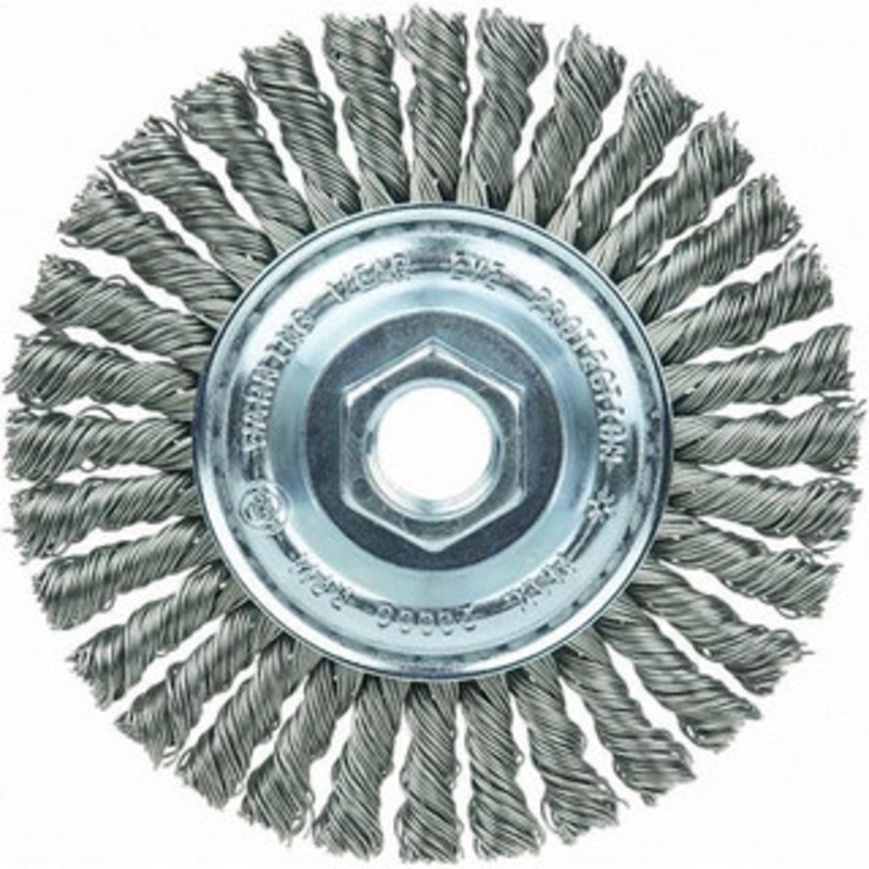 Weiler Abrasives 4 OD, 5/8-11 Arbor Hole, Stringer Bead Steel Wheel Brush 3/16 Face Width, 7/8 Trim Length, 20,000 RPM 36218 – 99405508