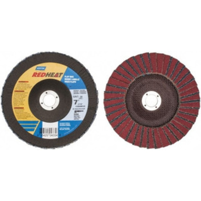 Norton 7 36 Grit 7/8 Center Hole Type 29 Ceramic Flap Disc Very Coarse Grade, Coated, Arbor Attachment, Fiberglass Backing, 8,600 RPM 63642504334 – 06360507