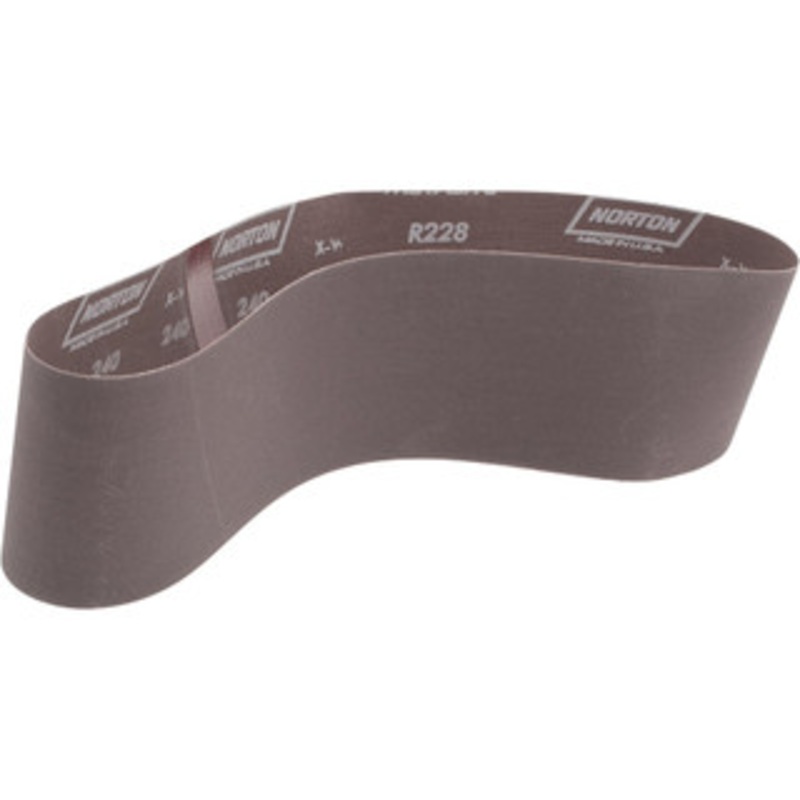 Norton 4 Wide x 36 OAL, 240 Grit, Aluminum Oxide Abrasive Belt Aluminum Oxide, Very Fine, Coated, Series R228 78072722926 – 82103805