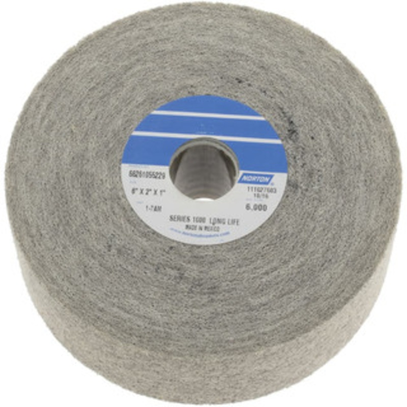 Norton 6 Diam, 2 Face Width, 1 Center Hole, Medium Grade, Aluminum Oxide Deburring Wheel Convolute, Hard Density 7 Grade, 4,500 RPM 66261055229 – 05009261