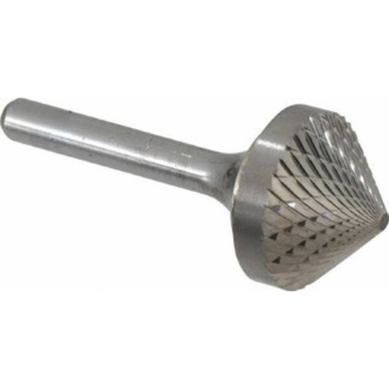 SGSPRO 1 Cut Diam, 1/4 Shank Diam, 90 Carbide Double Cut Cone Burr Point End, 2-1/4 OAL, 1/2 LOC 15103 – 05292206