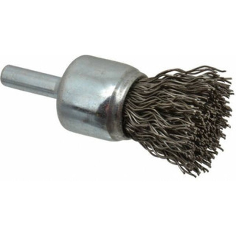 Weiler Abrasives 3/4 Diam Steel Crimped End Brush 7/8 Trim Length, 1/4 Shank Diam, 22,000 Max RPM 10008 – 75846113