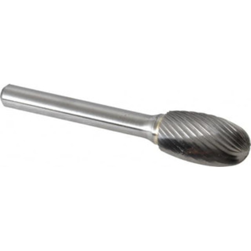 Made in USA 1/2 Cut Diam, 6mm Shank Diam, Carbide Single Cut Oval Burr Radius End, 2-5/8 OAL, 7/8 LOC SE-5MM-SC – 00468363