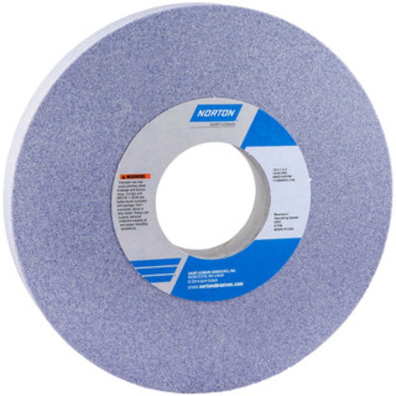 Norton 10 Diam x 3 Hole x 1 Thick, I Hardness, 60 Grit Surface Grinding Wheel Aluminum Oxide, Type 1, Medium Grade, 2,485 Max RPM, Vitrified Bond, No Recess 66253160769 – 05986526