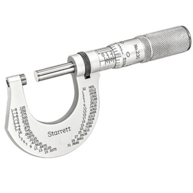 Starrett Carbide Face Friction Thimble Outside Micrometer T230XFLZ – 11-291-2