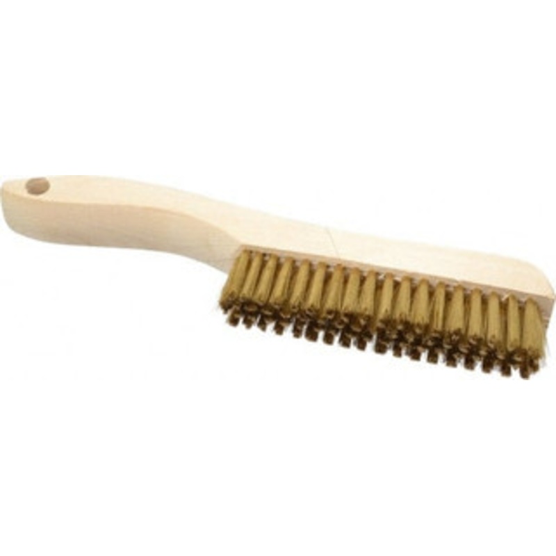 Osborn 4 Rows x 18 Columns Brass Platers Brush 4-3/4 Brush Length, 10 OAL, 1 Trim Length, Wood Shoe Handle 0005403800 – 53502373