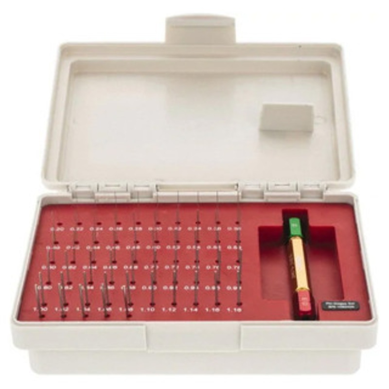 SPI Class ZZ Pin Gage Set, Metric, Steel, Plus Tolerance, 0.2 – 1.28mm Range, 55 Pieces – 22-188-7