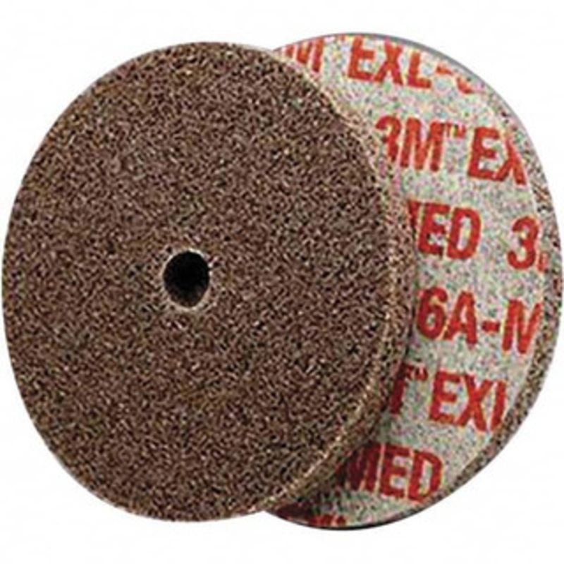 3M 3 Diam, 1/4 Center Hole, Medium Grade, Aluminum Oxide Deburring Wheel Unitized, Density 6 Hard, 18,100 RPM 7000045935 – 01175116
