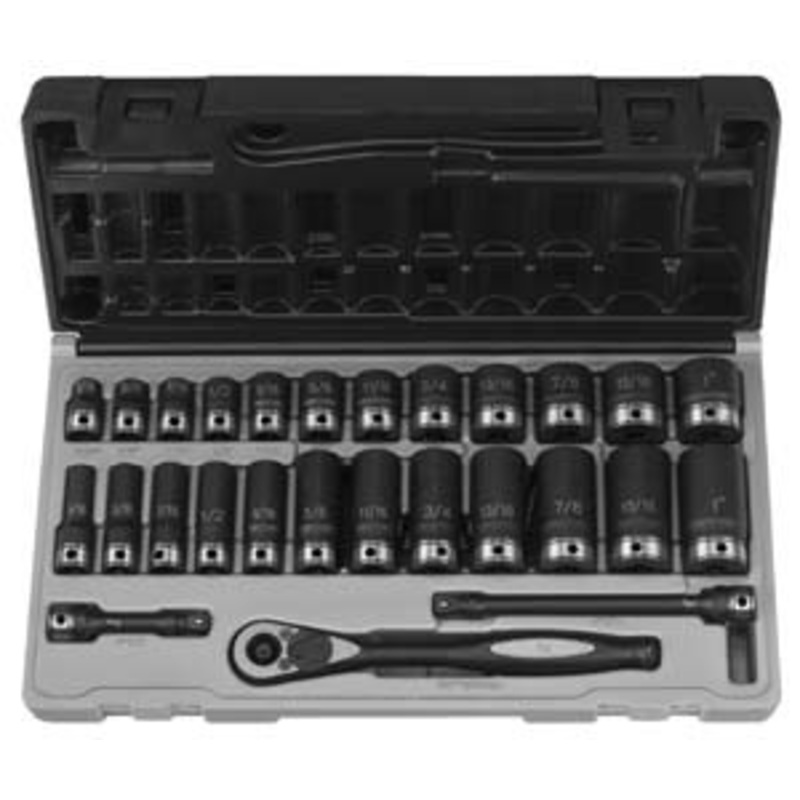 Grey Pneumatic 3/8 Drive 6 Point 27 Piece Fract. Std & Deeo Duo Skt Set – GY81627RD