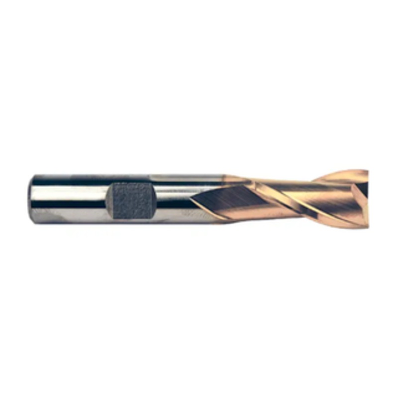 Precise 2 Flute H.S.S. TiN Coated Finishing Single End Mill, 1-1/2 Size, 1-1/4 Shank Diameter, 1-5/8 Length of Cut, 4-1/8 Overall Length