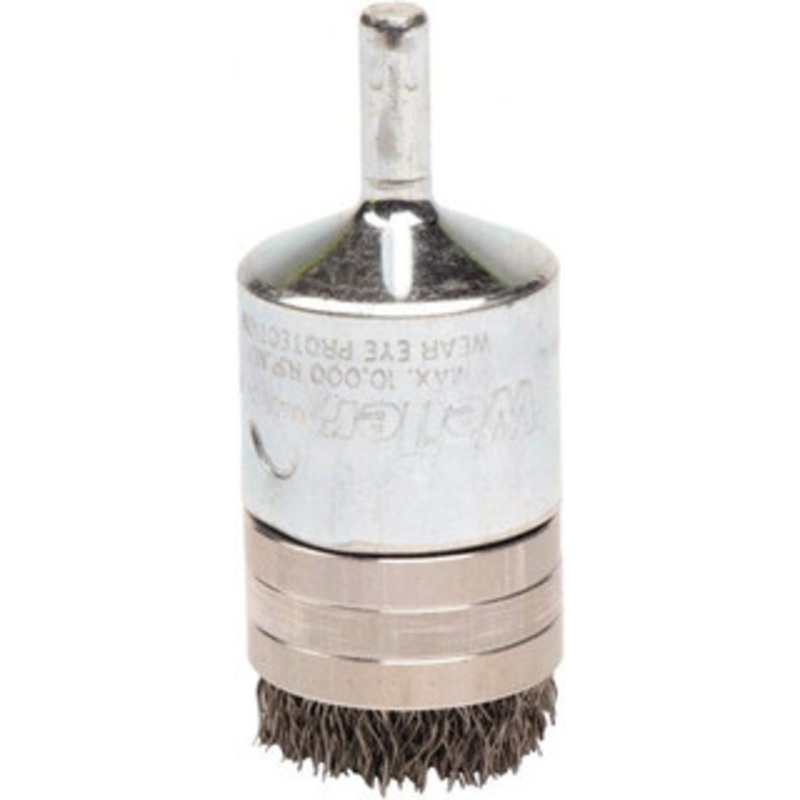 Weiler Abrasives 1 Diam Steel Bridled Crimped End Brush 3/8 Trim Length, 1/4 Shank Diam, 10,000 Max RPM 11105 – 75846840