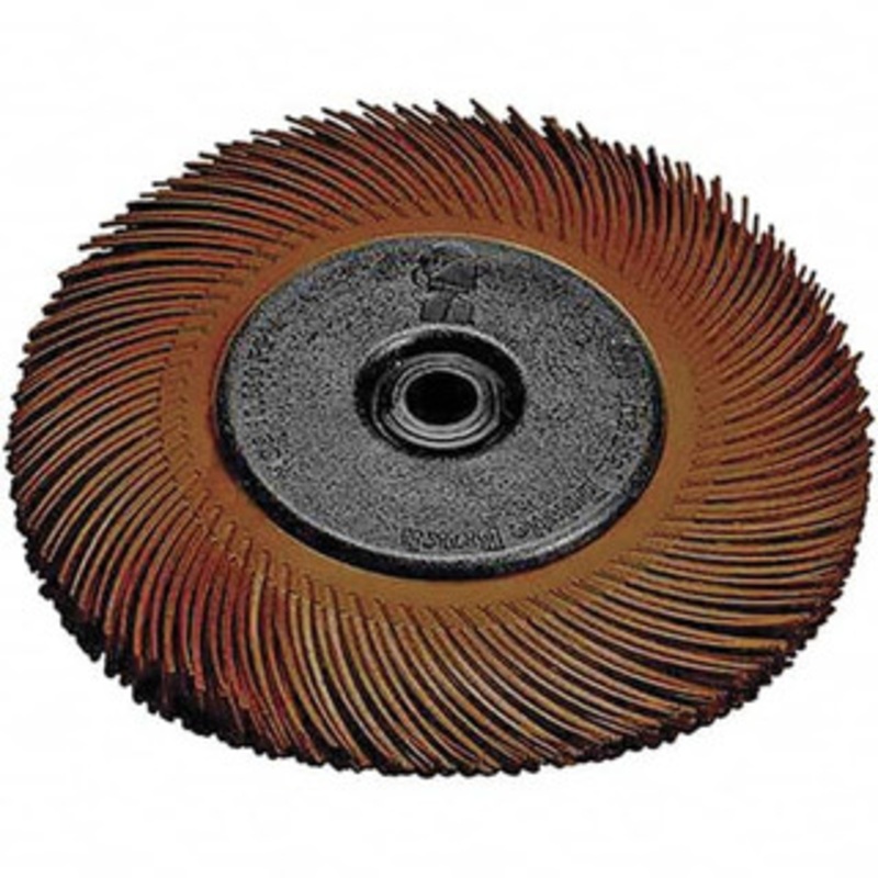3M 6 Diam, 1/2 Max Face Width, Plain Hole Radial Bristle Brush 36 Grit, Very Coarse Grade, 6,000 Max RPM, Dark Brown 7100138290 – 09348020