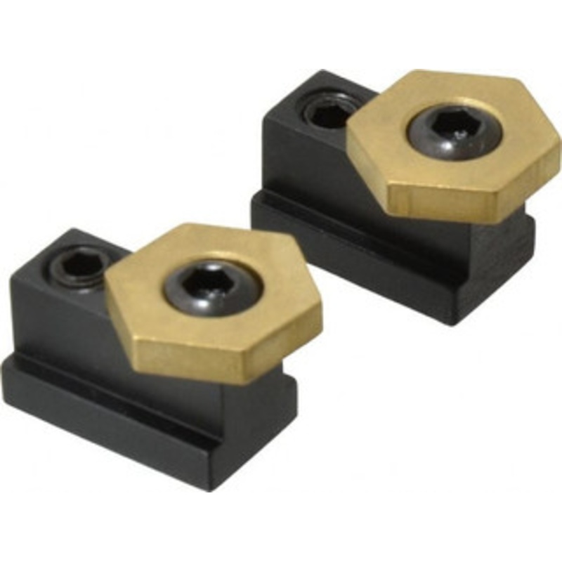 Mitee-Bite 13/16 Brass Hex, 7/16 T-Slot, 5/16-18 Stud Thread, Symmetrical Hex Clamp 3/16 Hex Height, 800 Lb Holding Force, 1/2 Long Thread, 8.3 Ft/Lb Torque, 2 Clamps 10421 – 00454876
