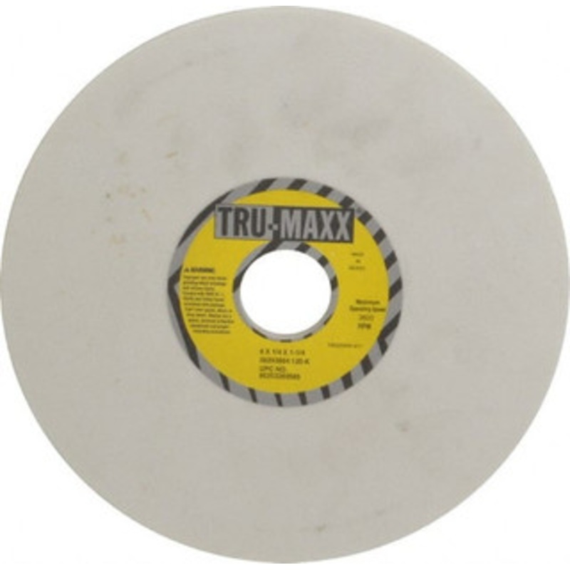 Tru-Maxx 8 Diam x 1-1/4 Hole x 1/4 Thick, K Hardness, 120 Grit Surface Grinding Wheel Aluminum Oxide, Type 1, Fine Grade, 3,600 Max RPM, Vitrified Bond, No Recess 66253269565 – 06293864