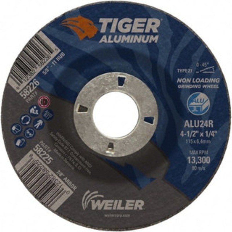 Weiler Abrasives 4-1/2 x 1/4, 7/8 Hole 24 Grit Aluminum Oxide/Silicon Carbide Blend Cutoff Wheel Coarse, Reinforced, 13,300 Max RPM, Use with Angle Grinders 58225 – 38708210