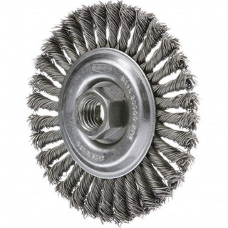 Osborn 8 OD, 5/8-11 Arbor Hole, Knotted Steel Wheel Brush 5/8 Face Width, 1-11/16 Trim Length, 0.025 Filament Diam, 8,500 RPM 0002606200 – 53493532