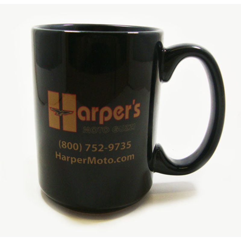 15oz Black Coffee Mug with Harper’s Logo (#011004)