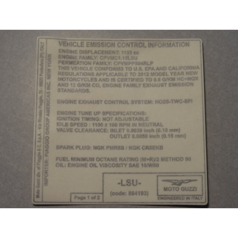 Emission control sticker (#884193)
