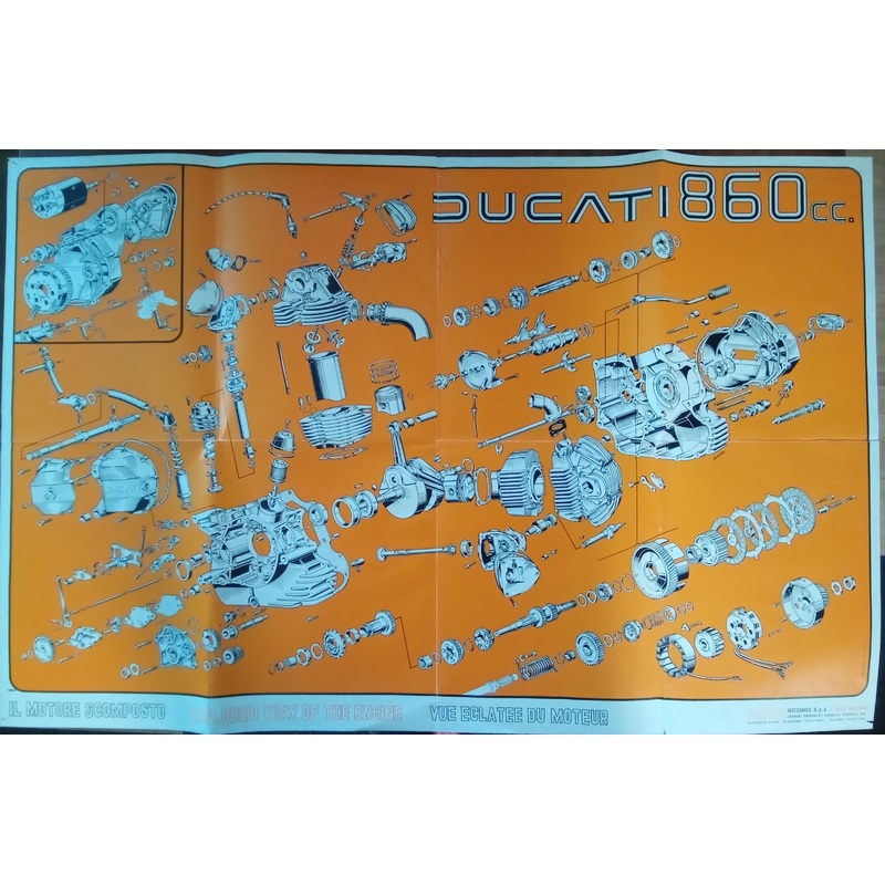 Ducati 860cc Exploded View Poster