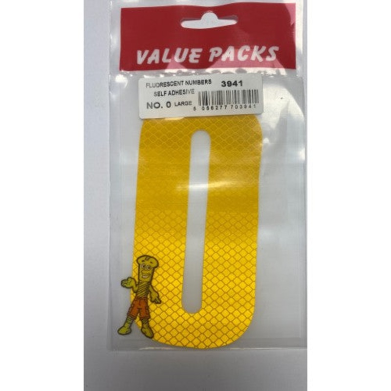 Fast Pak NUMBER 0  EXTRA LARGE FLUORESCENT SELF ADHESIVE