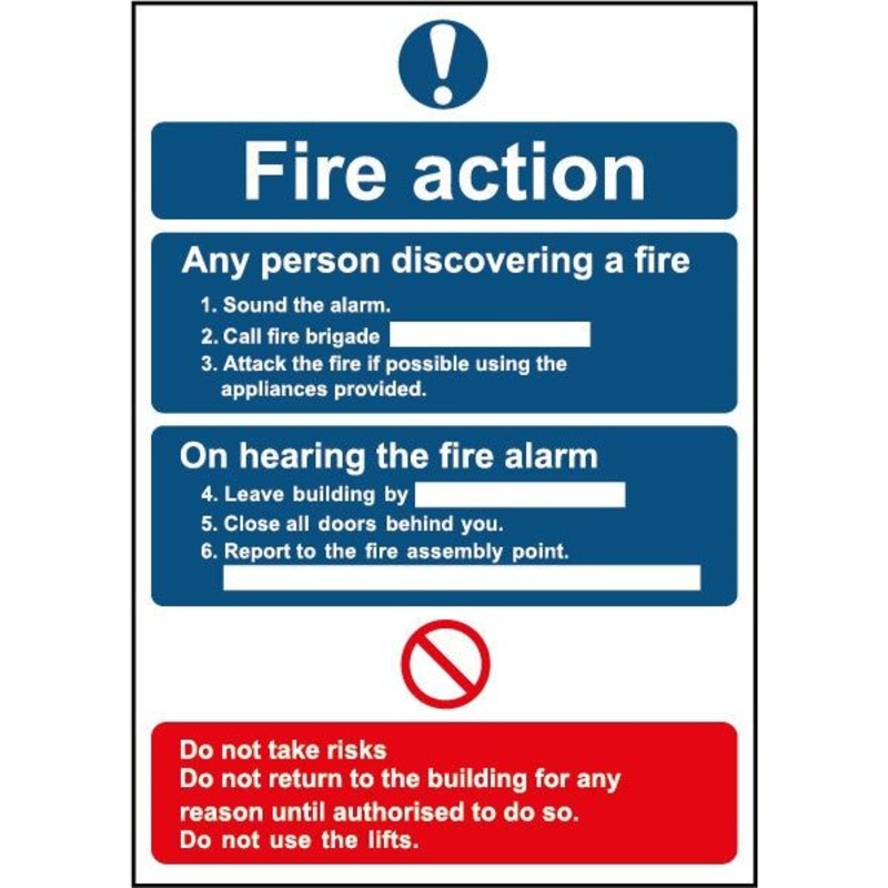 Smiths Architectural Fire Action Sign 148mmx210mm