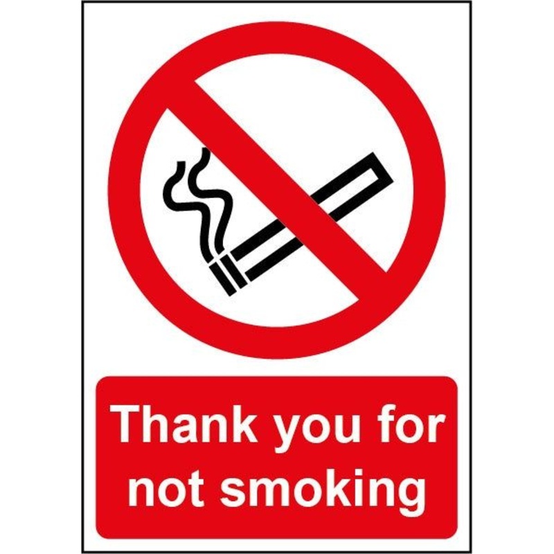 Smiths Architectural Thanks Not Smoking Sign 148mmx210mm
