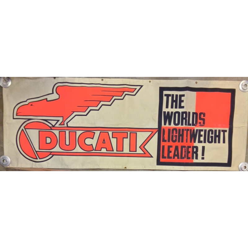 Vintage Ducati Motorcycles Dealership Store Display Advertising Banner 91×33