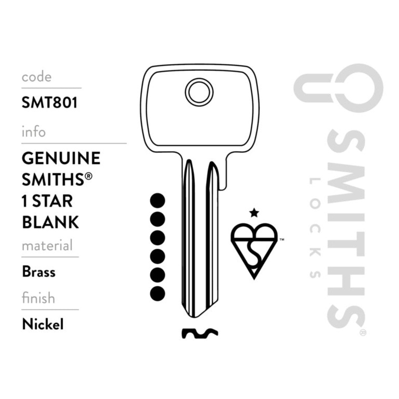 Smiths Locks 1 Star Euro Cylinder 6 Pin Key Blank Pack 10
