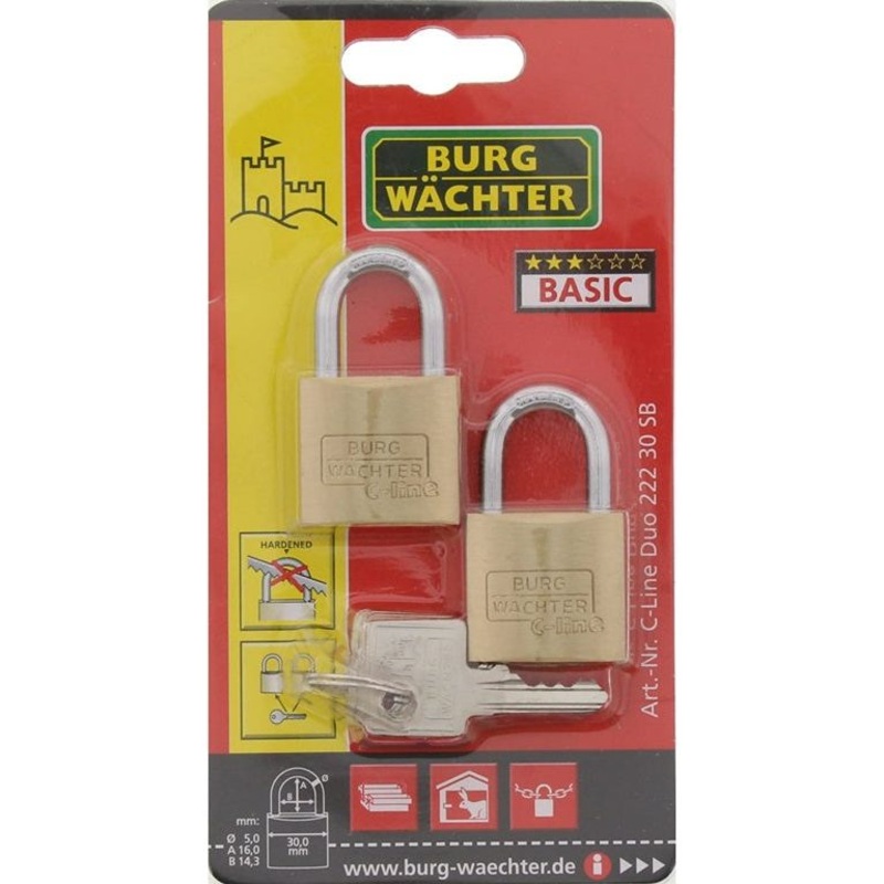 Burg-Wchter Light Security Brass Padlock Multi-Pack Keyed Alike