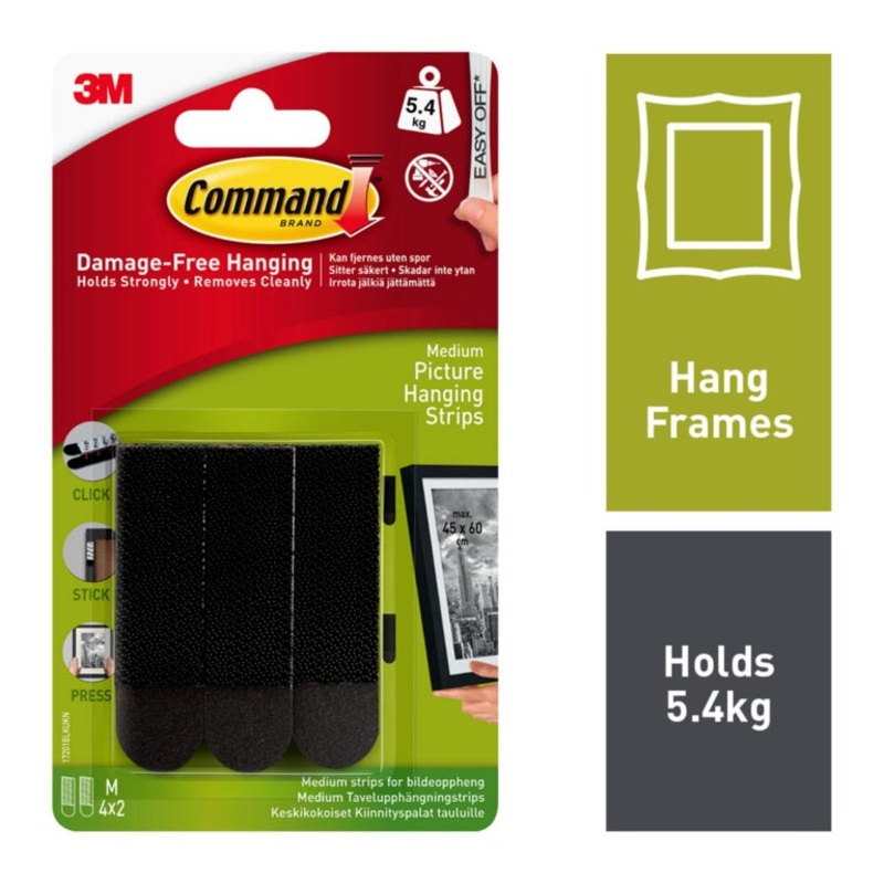 Command Medium Black Picture Hanging Strips