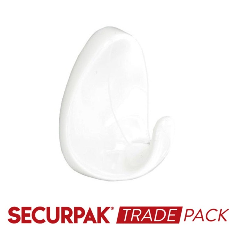 Securpak Oval Self Adhesive Hook White S 25 Pack