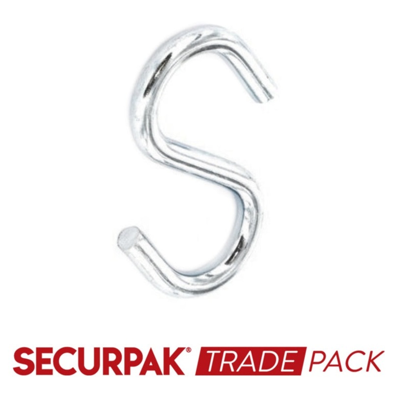 Securpak Steel S Hooks Zinc Plated 38mm 20 Pack