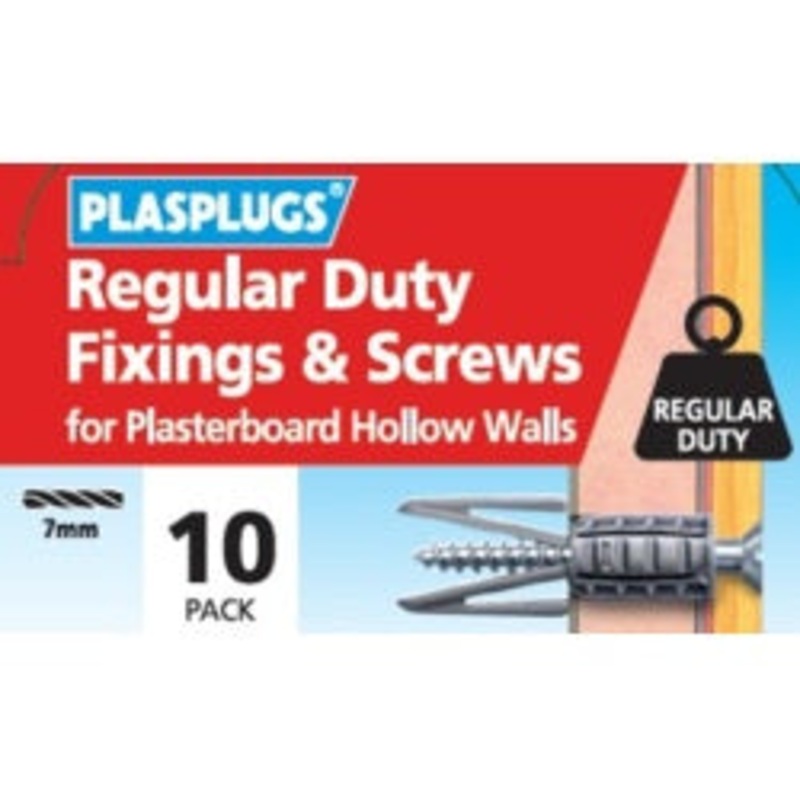 Plasplugs Regular Duty Fixings & Screws Pack 10