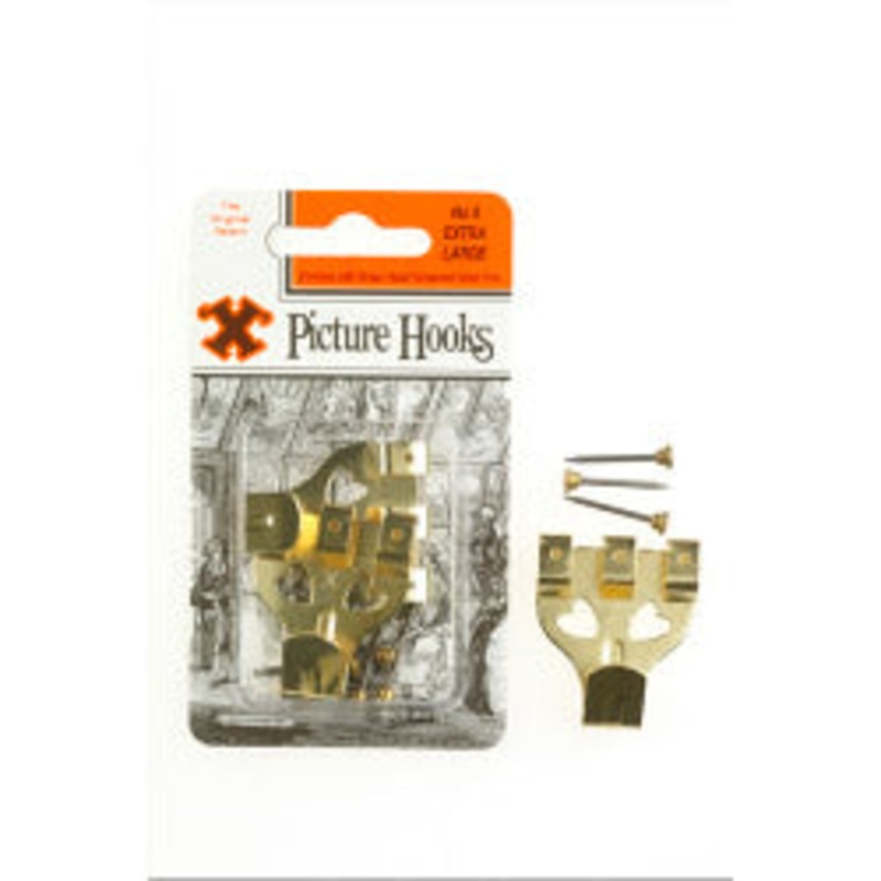 X Original Patent Steel Picture Hooks – Brass Plated (Blister Pack)
